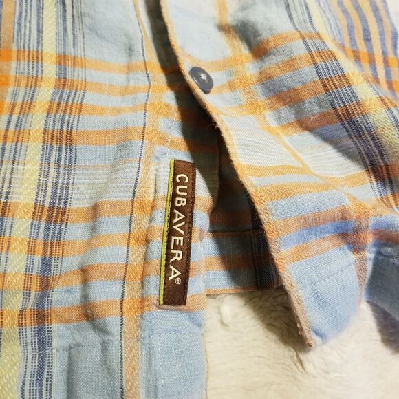 Cubavera Linen Shirt Mens Size 2XL Blue Orange Button Down Classic Collared - Picture 7 of 9